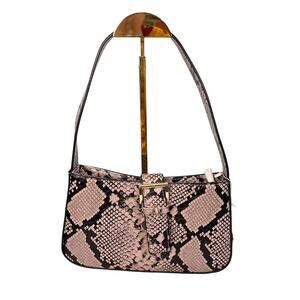 Street Level Women Snake faux Leather Zip Magnetic Buckle Shoulder Handbag NWT